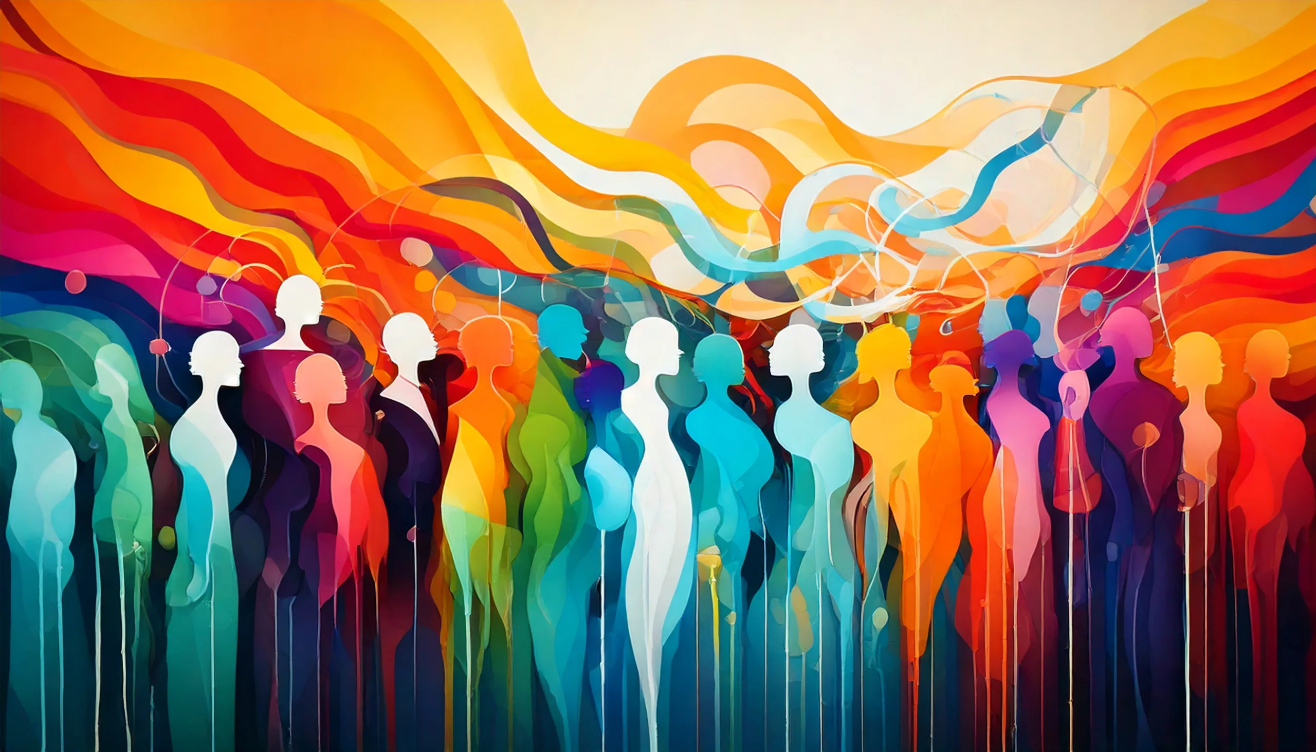 Firefly a colorful abstract image with human silhouettes, illustrating the concept of relationships (5)