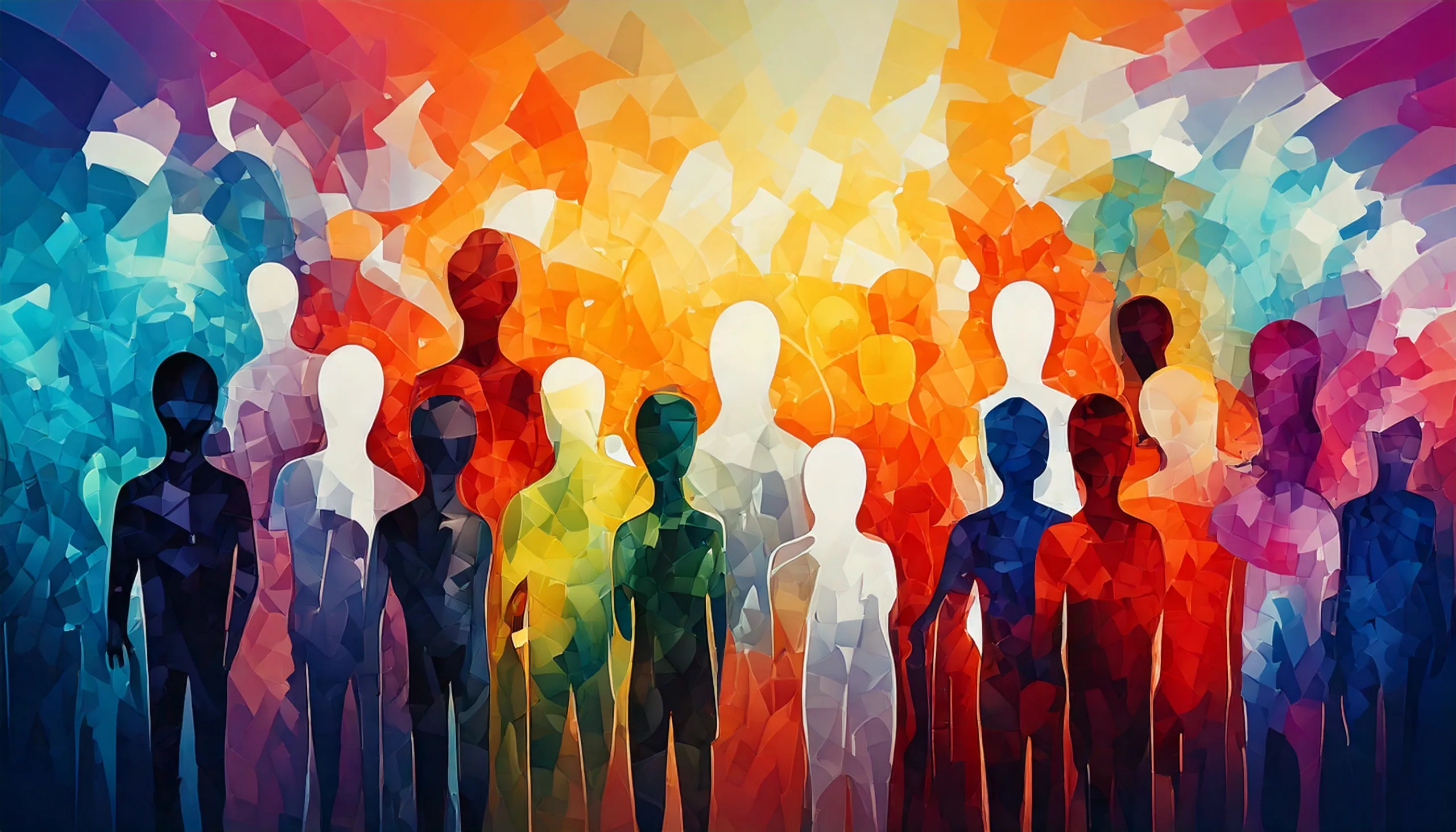 Firefly a colorful abstract image with human silhouettes, illustrating the concept of relationships (7)